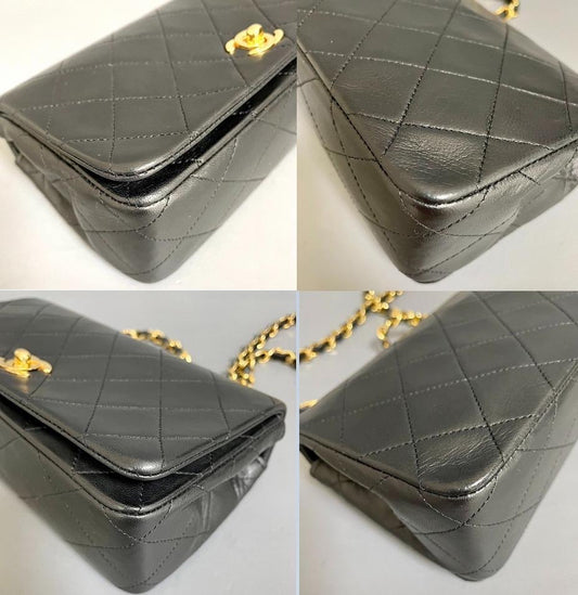 Chanel vintage black lambskin mini rectangle flap bag