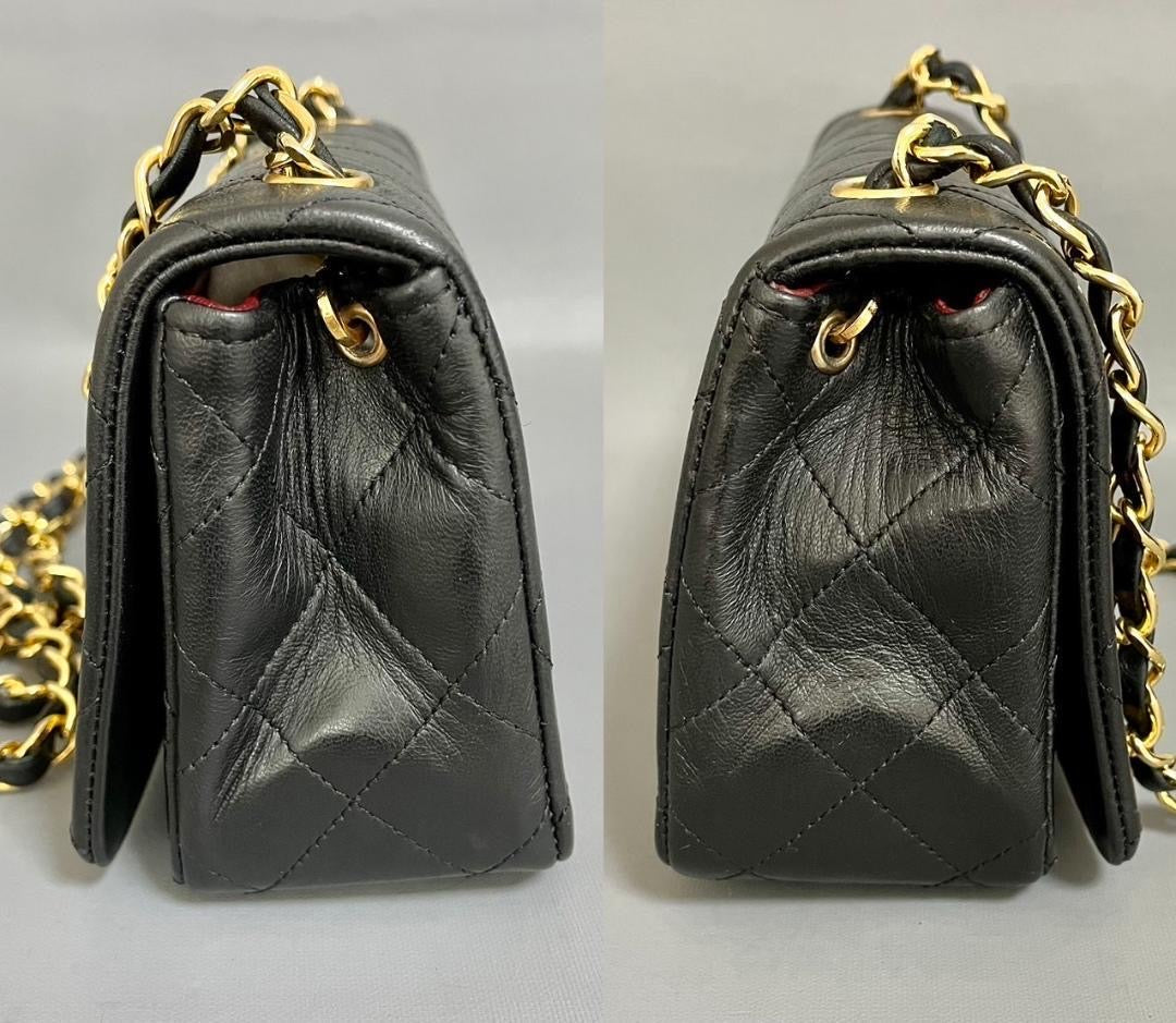 Chanel vintage black lambskin mini rectangle flap bag