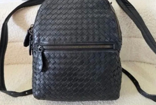 Bottega veneta intrecciato black backpack