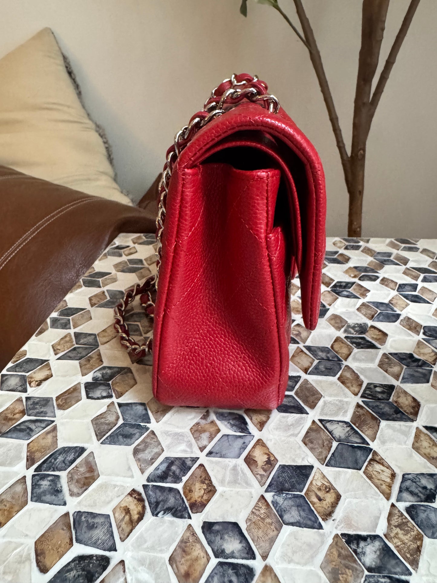 Chanel Red Caviar Medium Double Flap