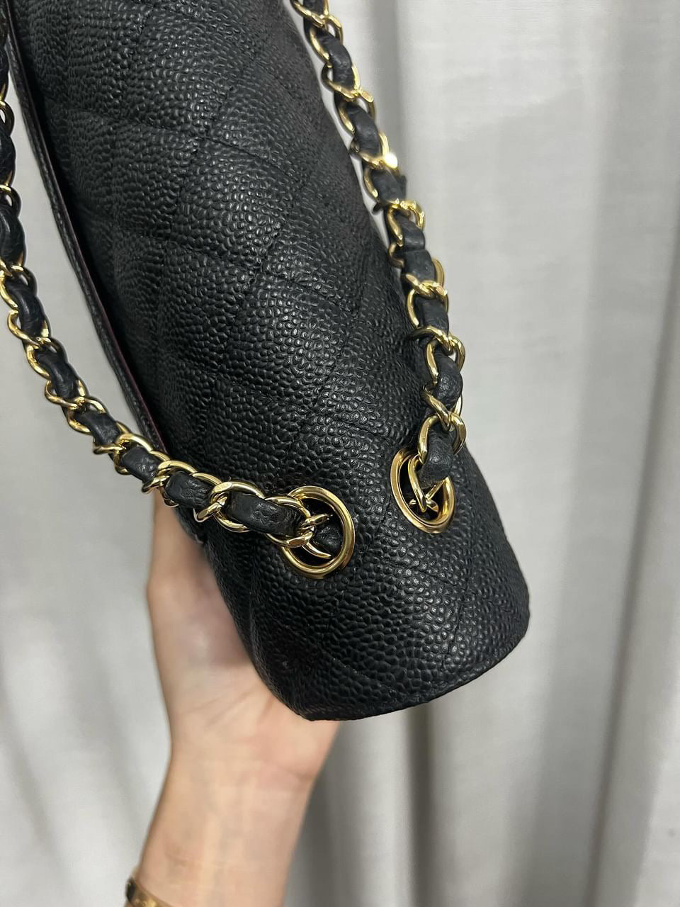 Chanel black caviar medium classic flap gold hardware