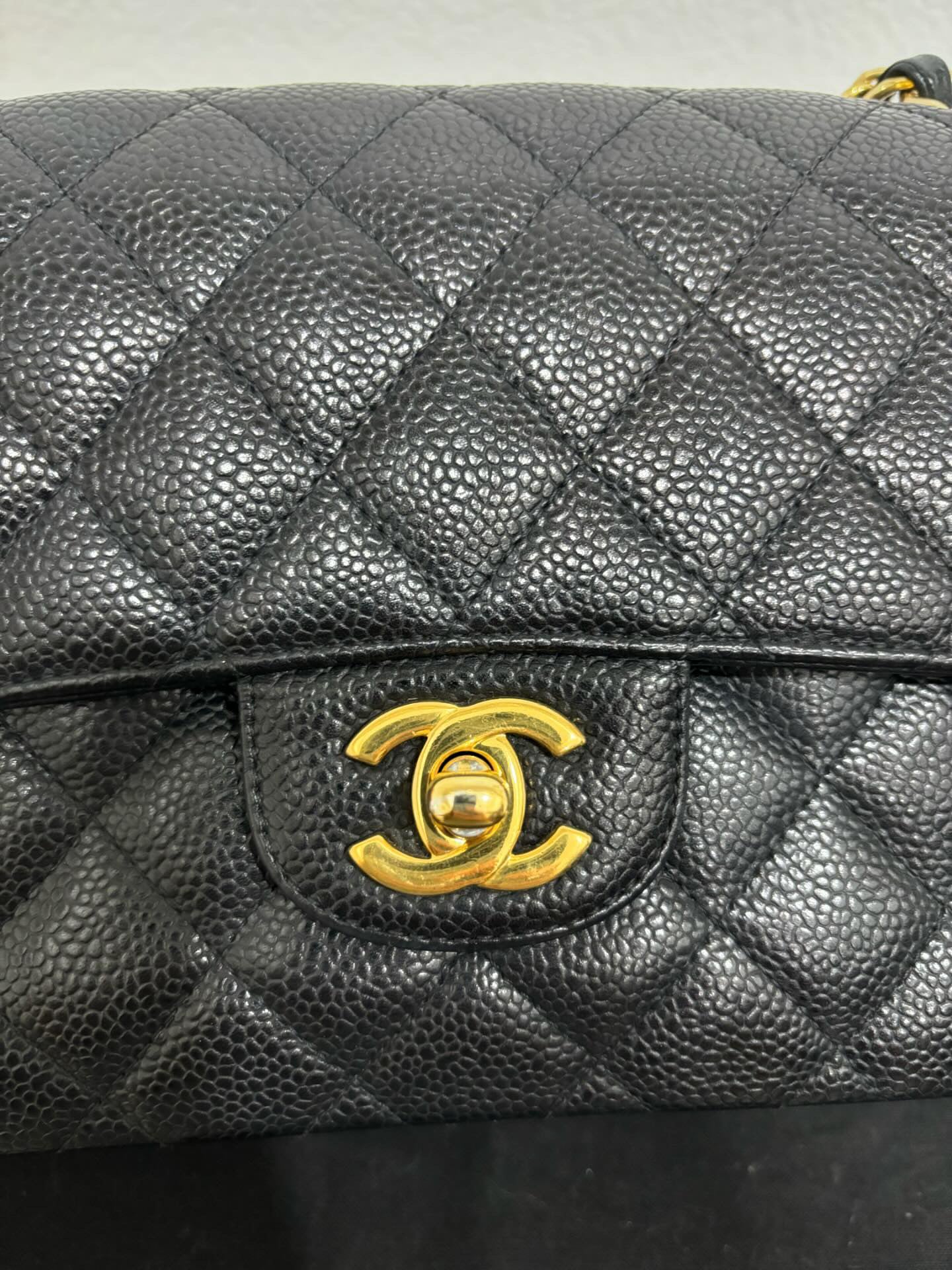 Chanel Black caviar GHW small classic flap 13 series