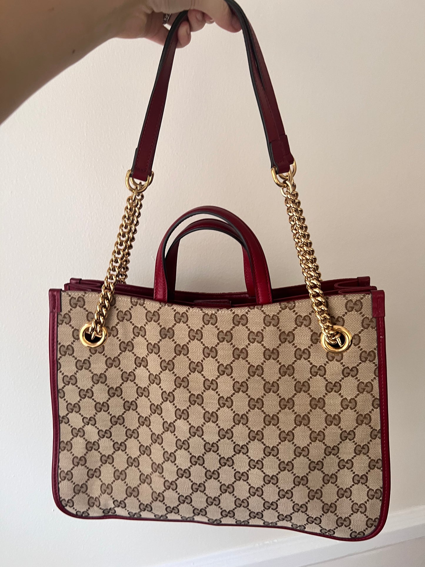 Gucci bordeaux GG two way tote