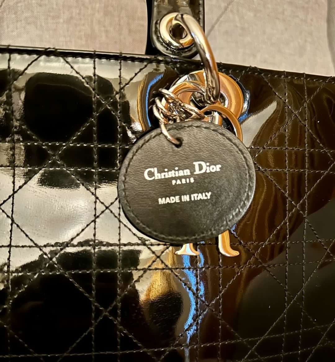 Christian Dior black patent lady dior GM