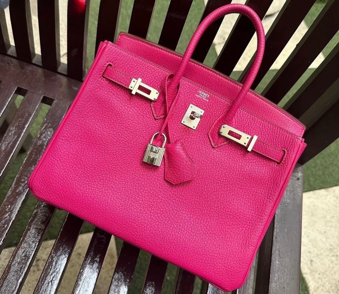 Hermes Birkin 25 rose shocking chèvre PHW K stamp