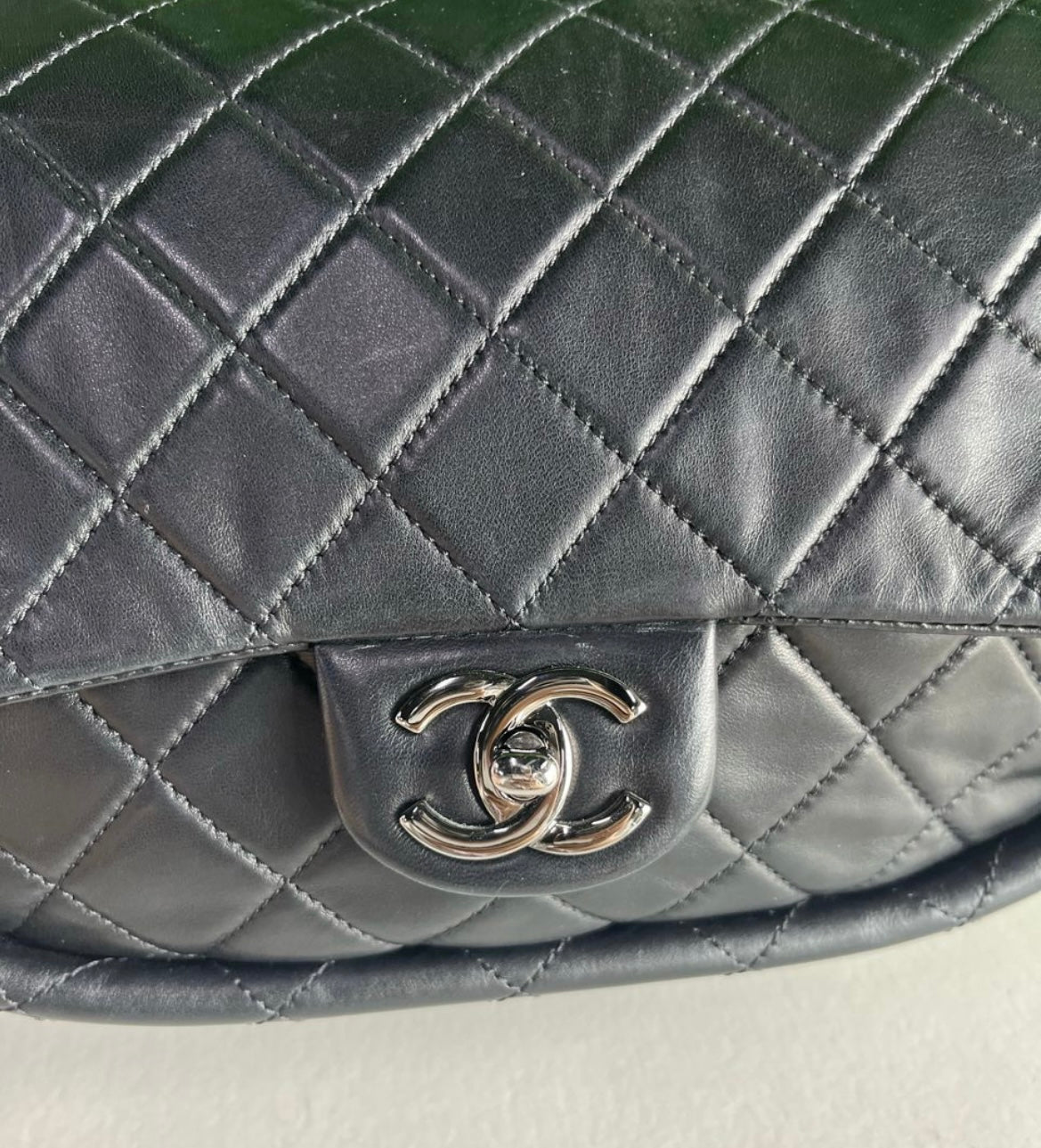 Chanel hicks hoop black lambskin shoulder bag- extremely rare!!