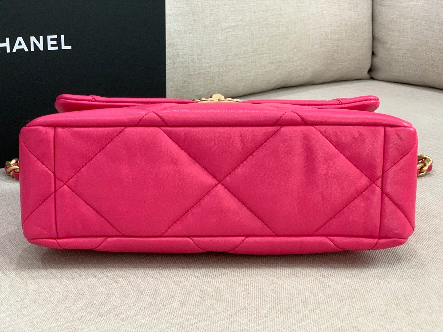 Chanel C19 large hot pink goatskin flap