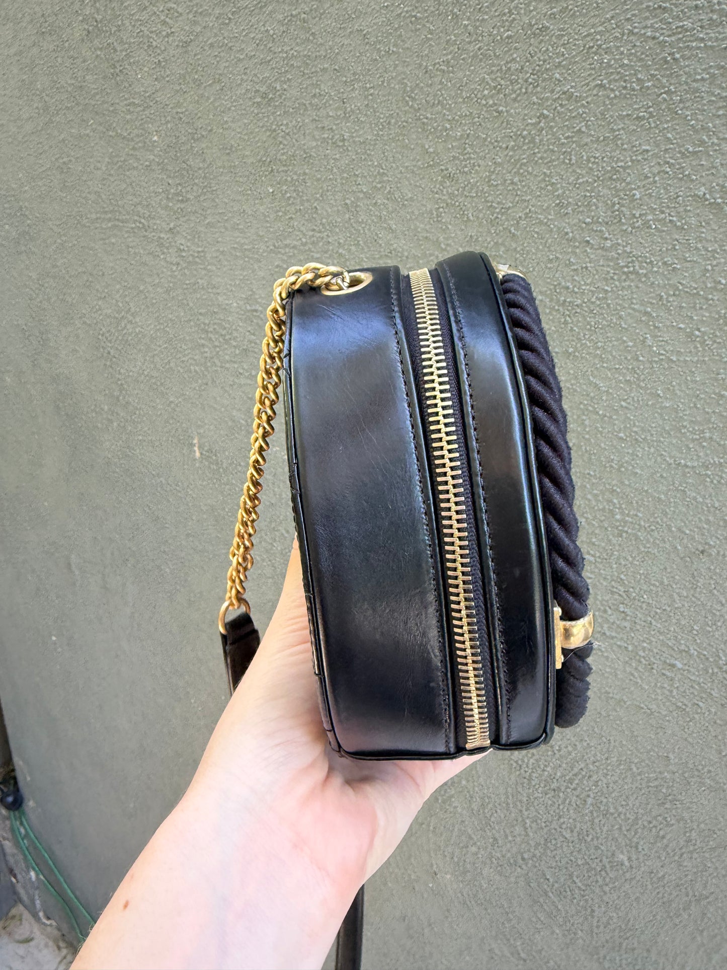 Chanel cruise filigree round glazed calfskin two way