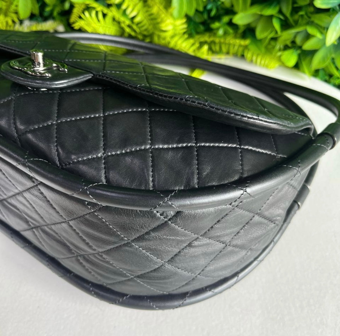 Chanel hicks hoop black lambskin shoulder bag- extremely rare!!