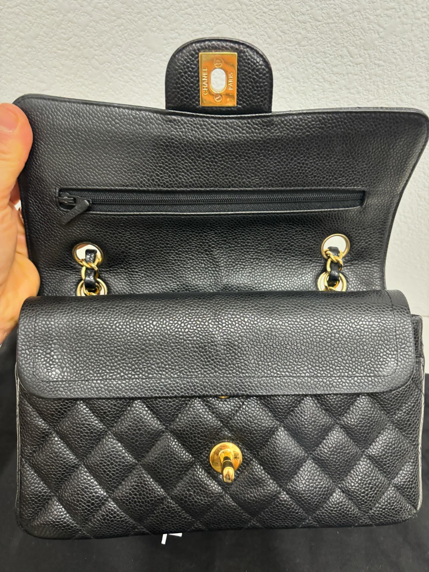 Chanel Black caviar GHW small classic flap 13 series