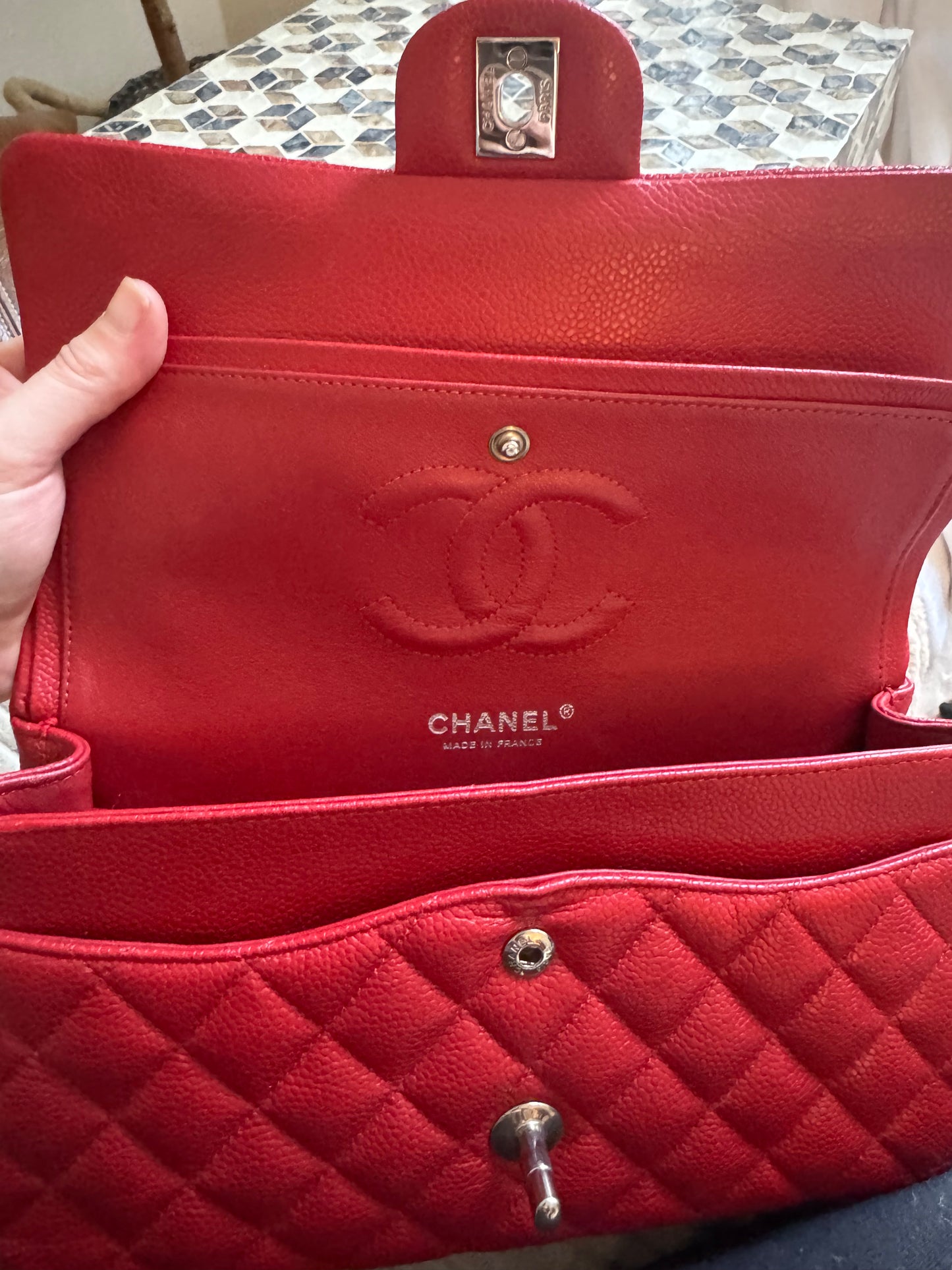 Chanel Red Caviar Medium Double Flap