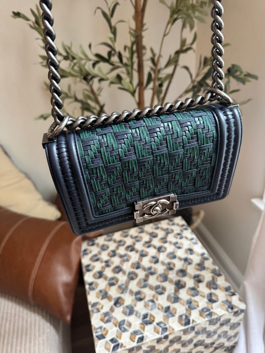 Chanel Small Woven Calfskin Boy Bag