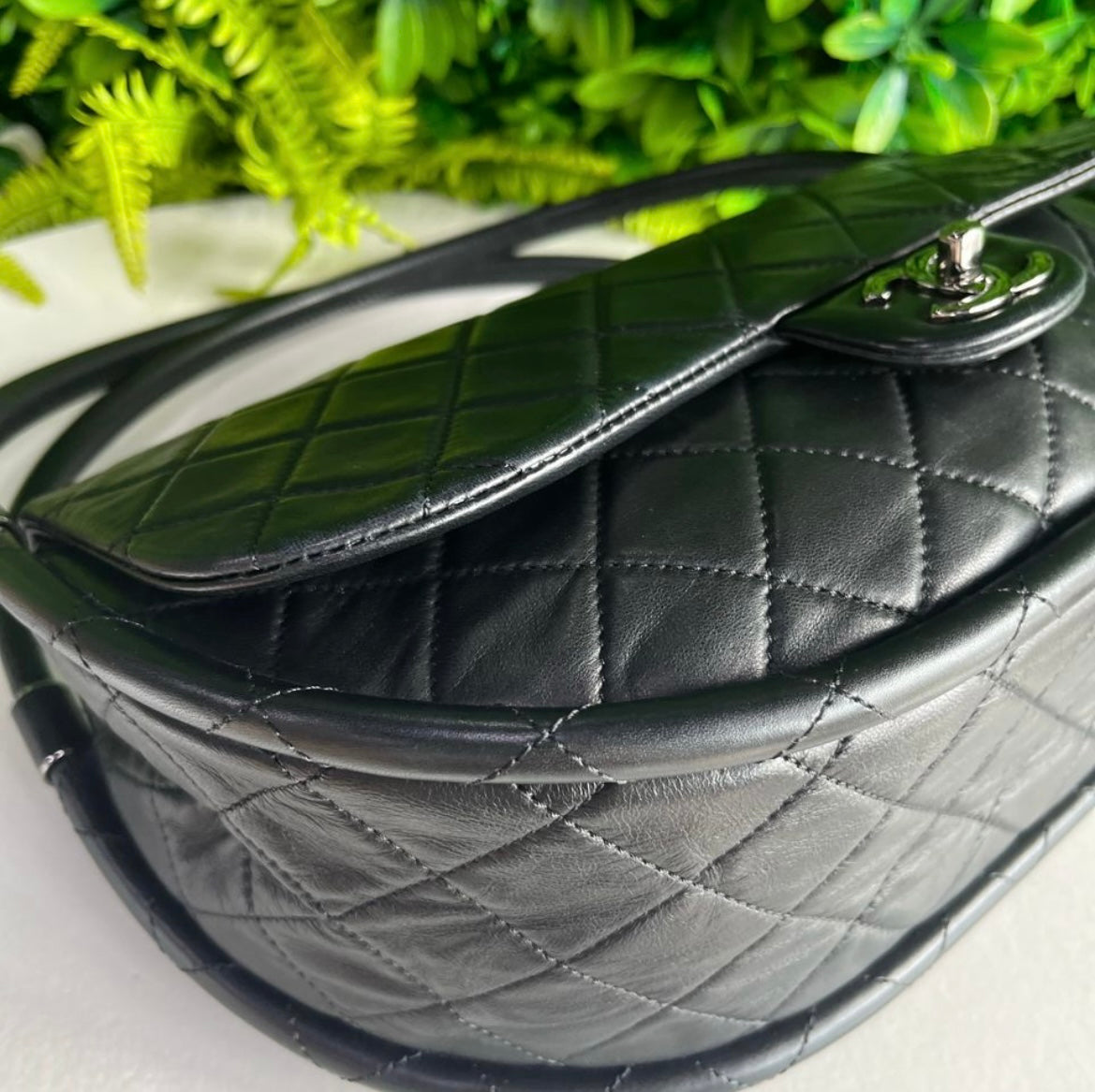 Chanel hicks hoop black lambskin shoulder bag- extremely rare!!