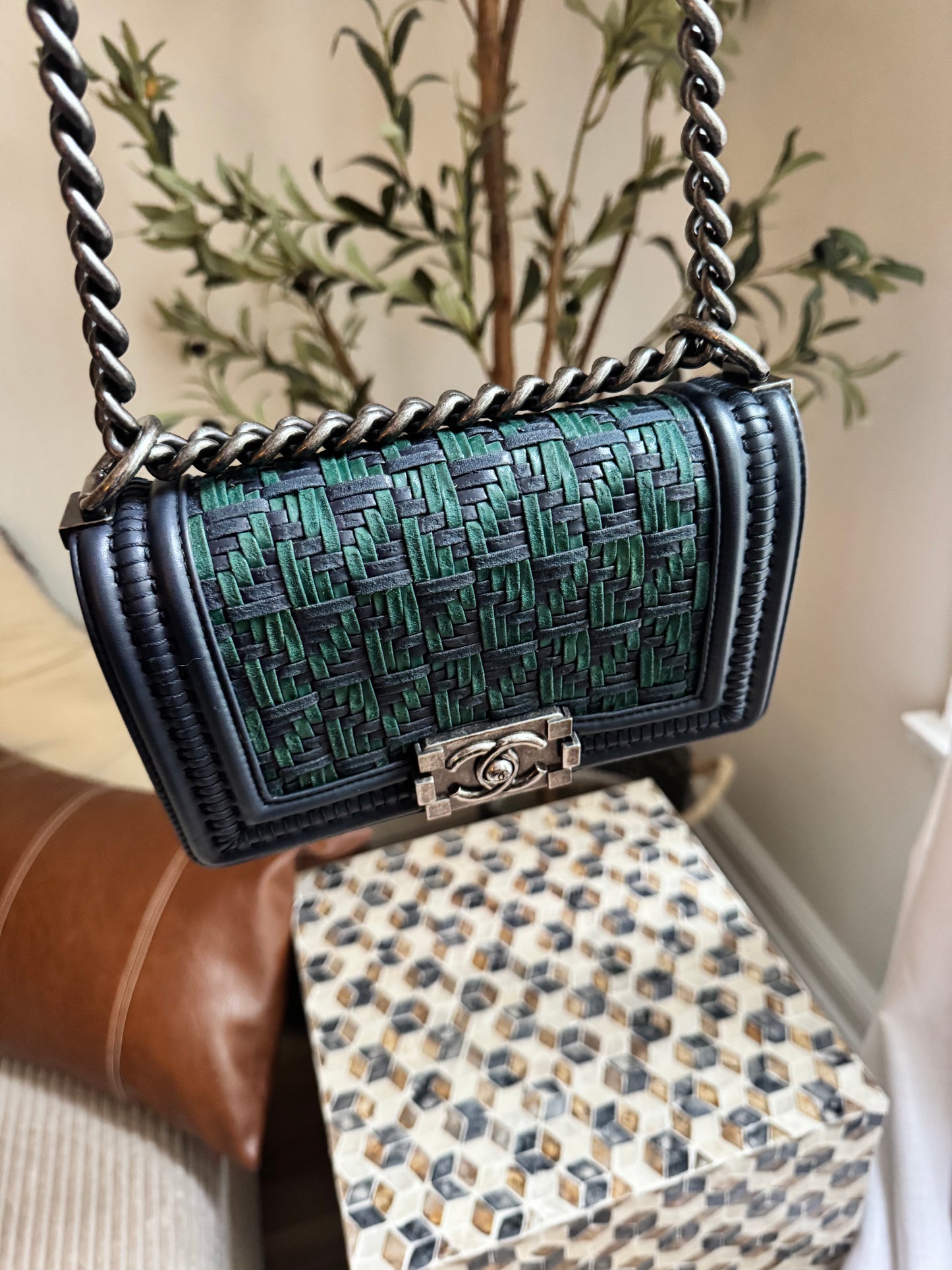 Chanel Small Woven Calfskin Boy Bag
