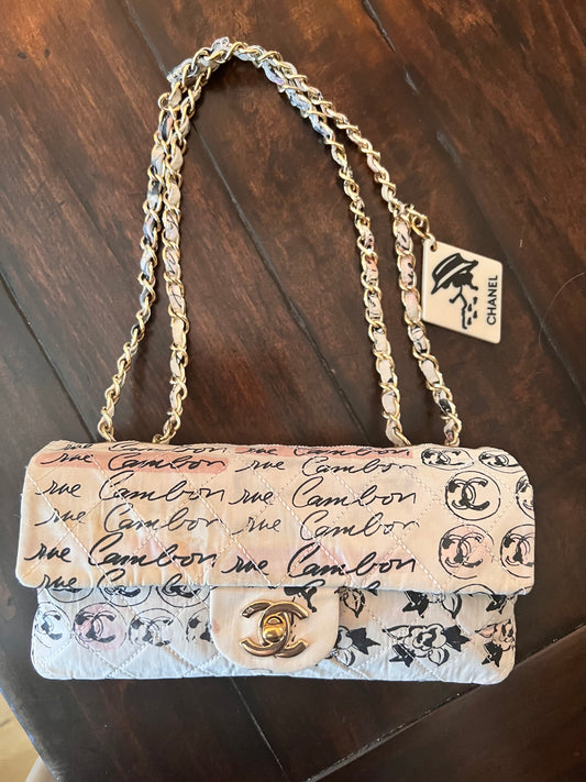 Limited edition vintage Coco creamy graffiti flap with Coco mirror charm bag