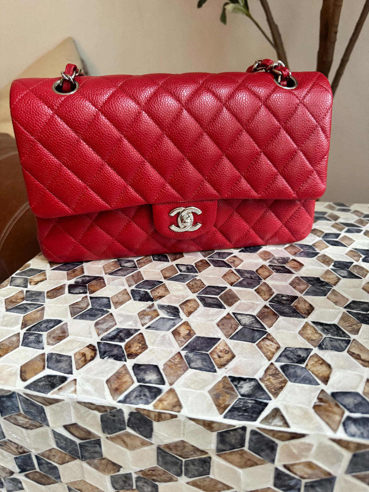 Chanel Red Caviar Medium Double Flap