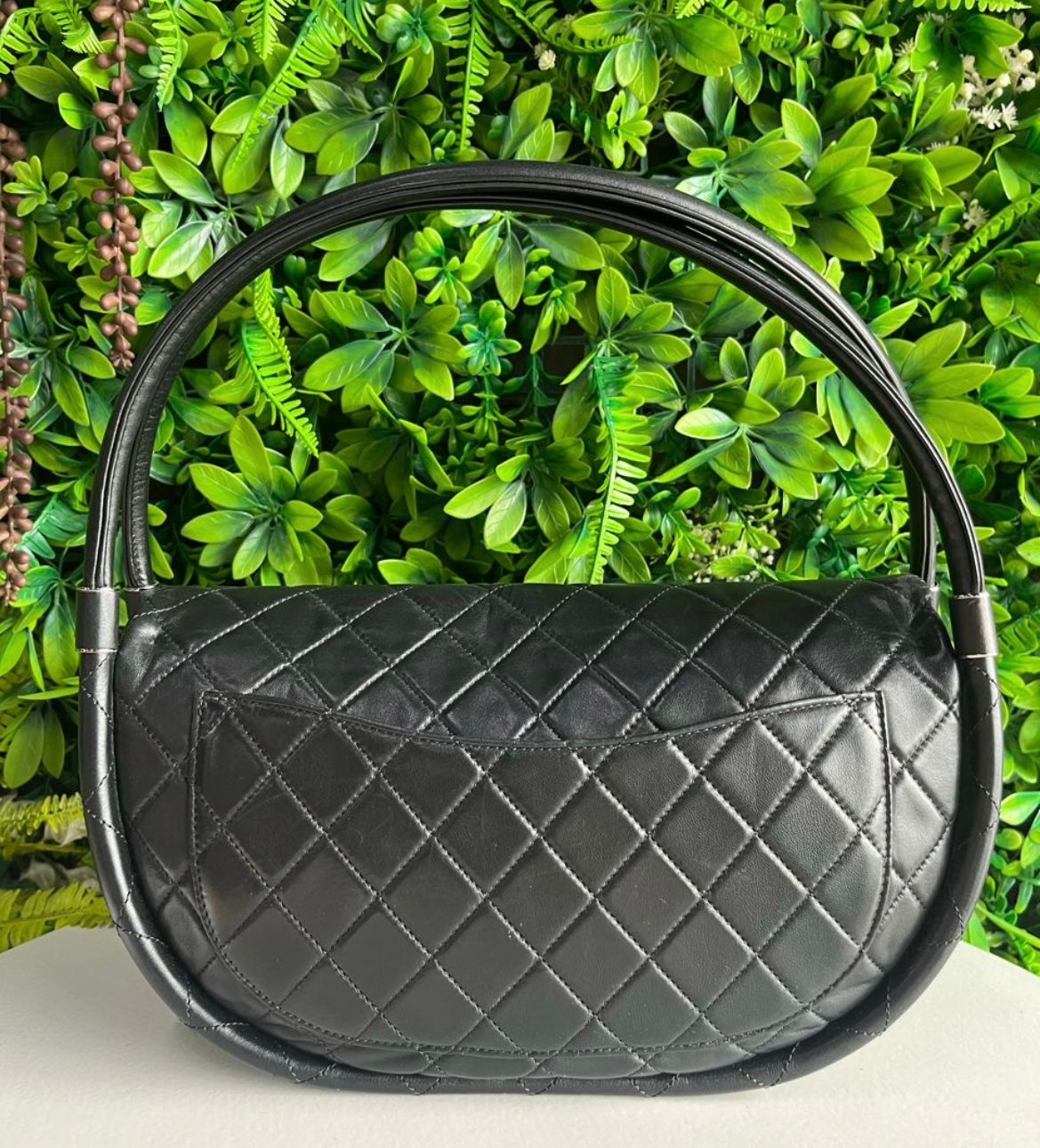 Chanel hicks hoop black lambskin shoulder bag- extremely rare!!