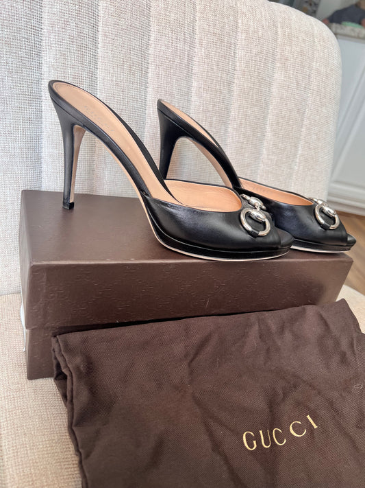 Gucci horsebit mule heels