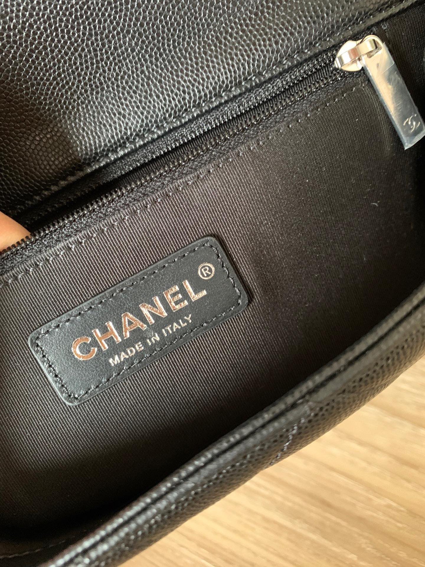 Chanel black caviar so black small flap