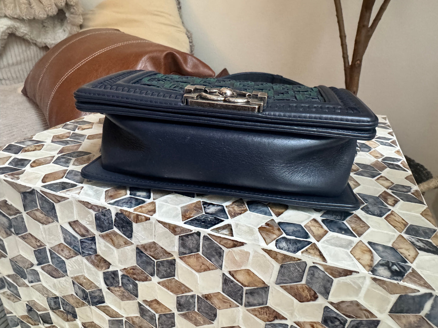 Chanel Small Woven Calfskin Boy Bag
