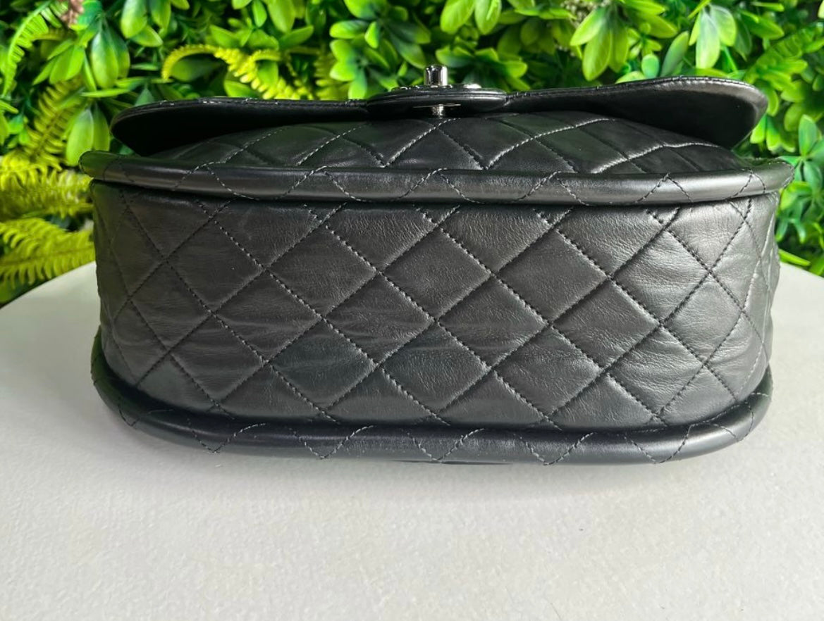 Chanel hicks hoop black lambskin shoulder bag- extremely rare!!