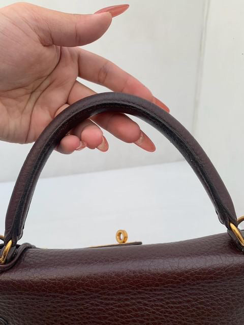 Hermes Kelly 32 chocolate fjord leather GHW stamp G square