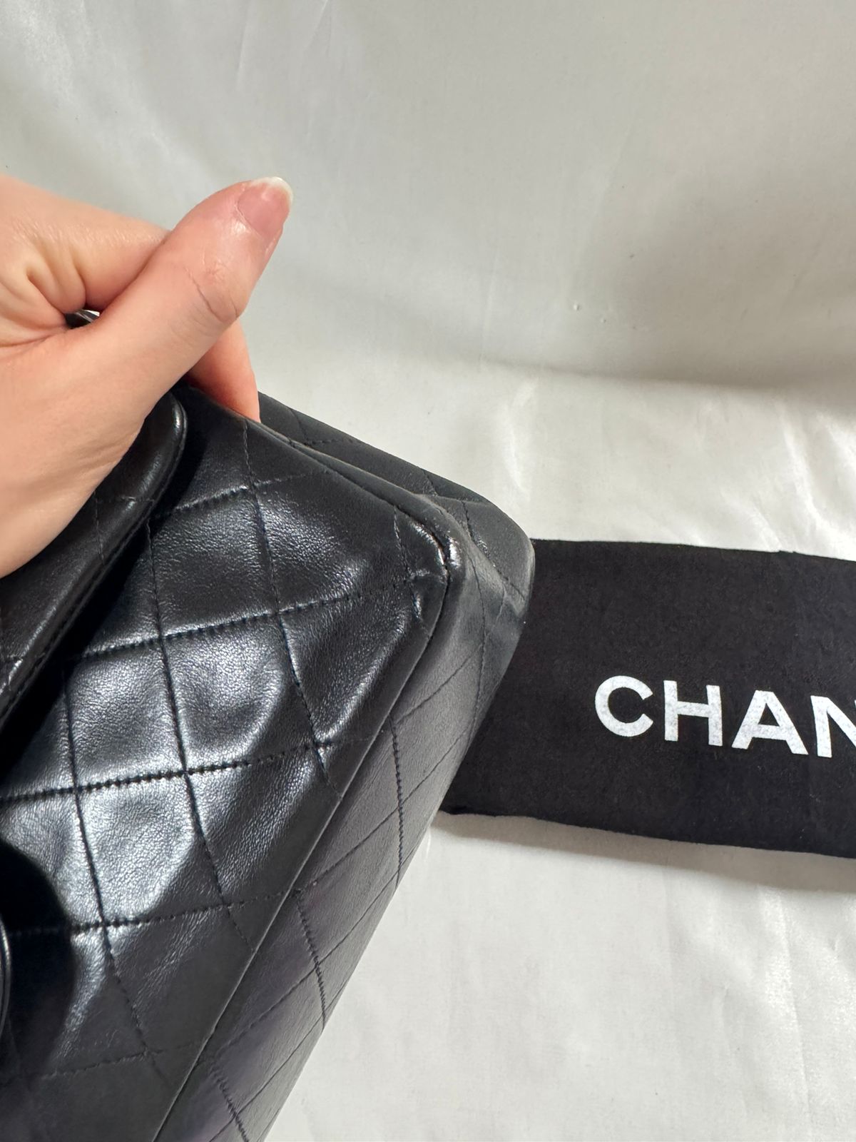 Chanel vintage black lambskin medium classic flap bag