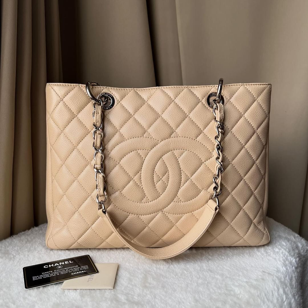 Chanel beige caviar Grand Shopper Tote