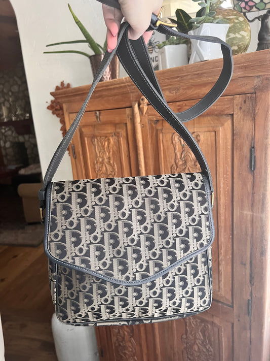 Christian Dior vintage oblique flap crossbody messenger bag