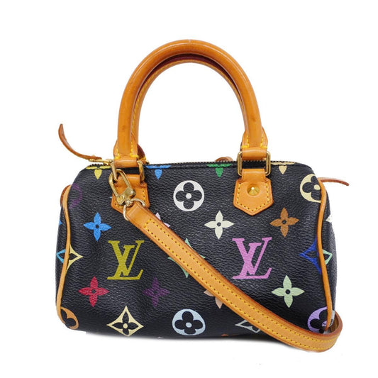 Partial payment Louis Vuitton black multicolor mini speedy with vachetta strap