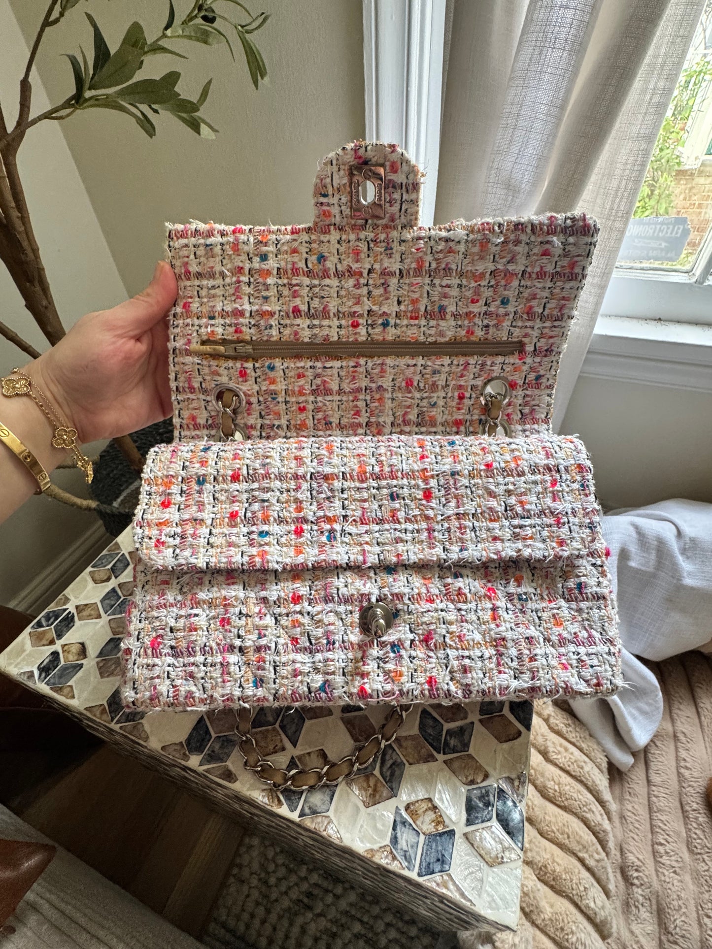 Chanel Tweed Multicolor Medium Classic Flap