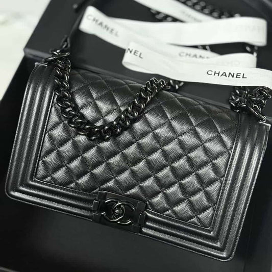 PARTIAL PAYMENT- Chanel so black caviar medium boy bag