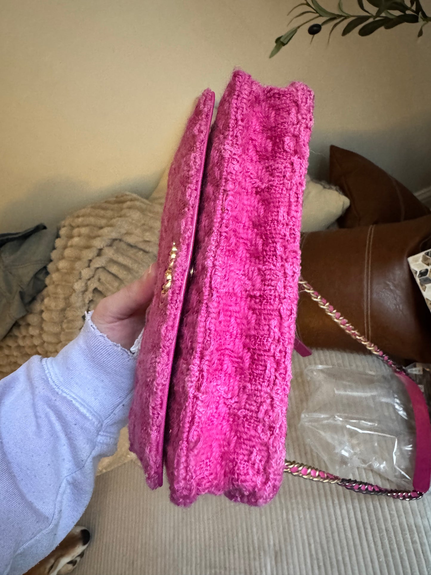 Chanel C19 Pink Tweed Wallet on Chain + Coin Purse