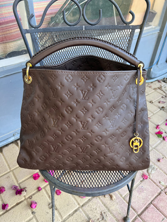 Louis Vuitton artsy empriente dark chocolate leather hobo MM tote