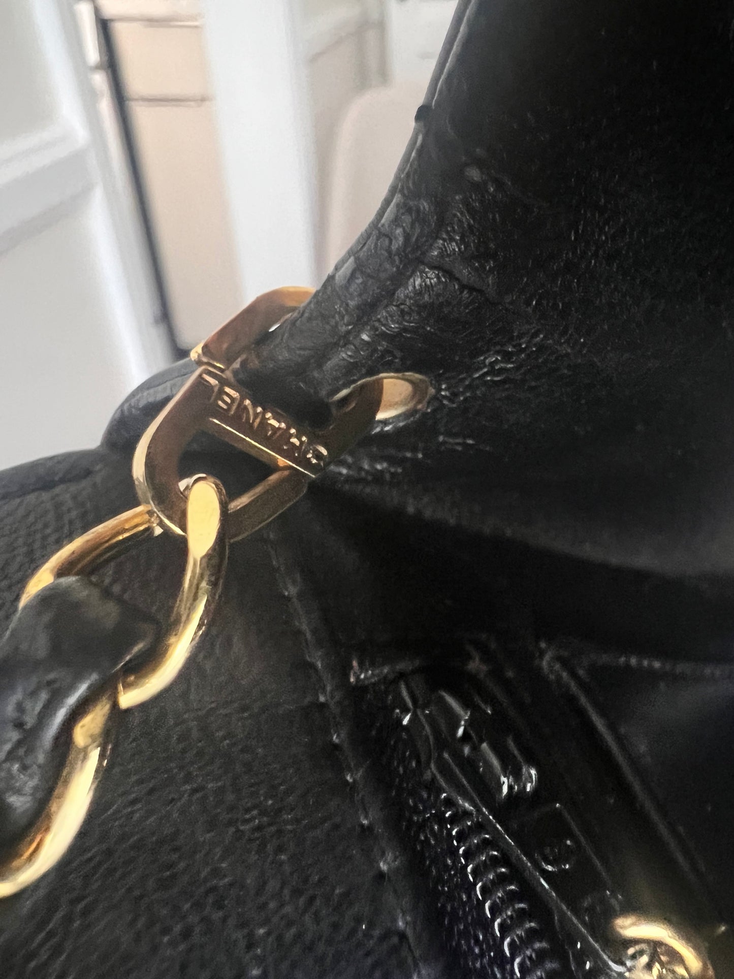 Chanel Small vintage black patent Diana 24k GHW