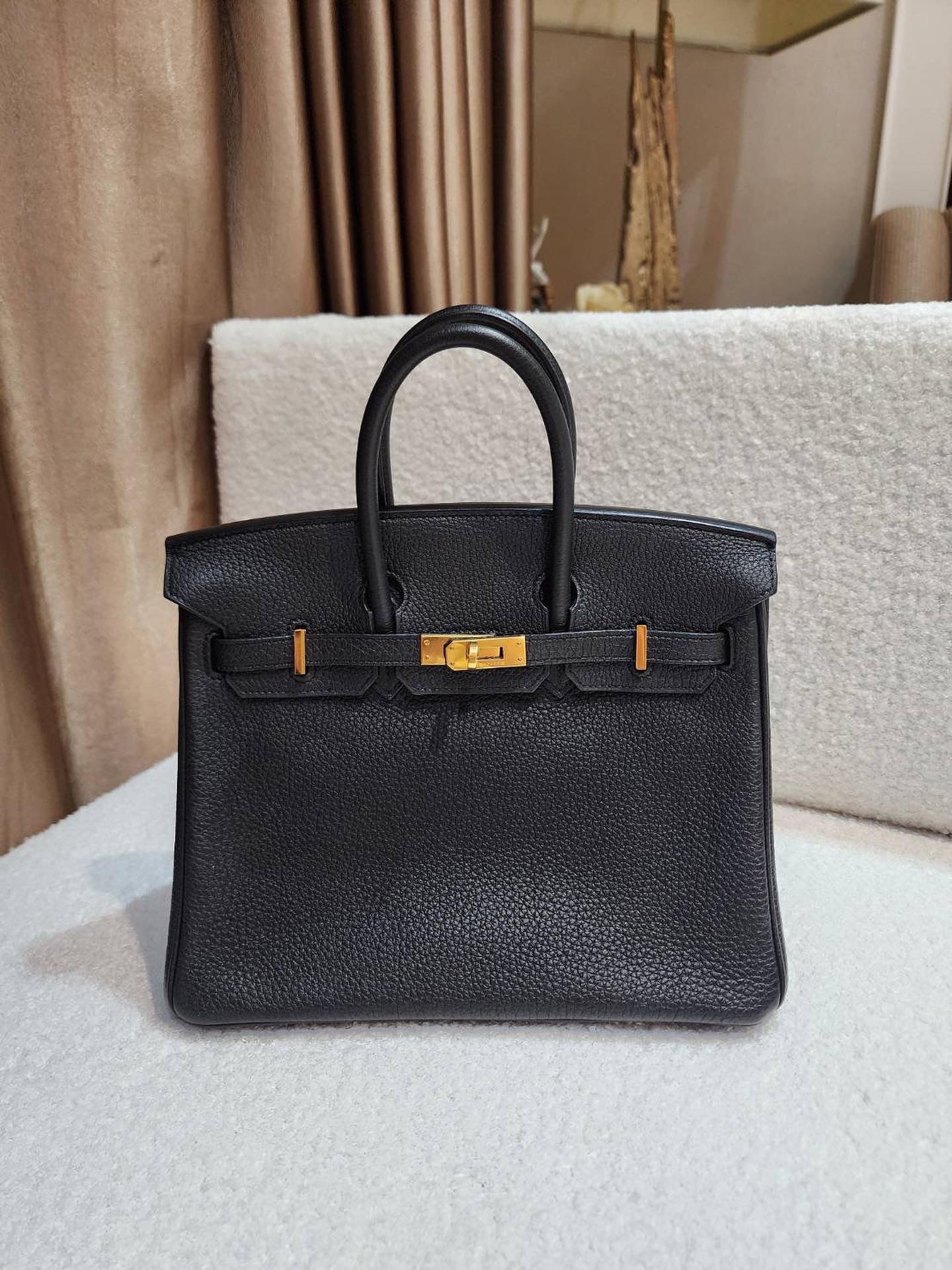 Hermes birkin 25 noir Togo GHW stamp X