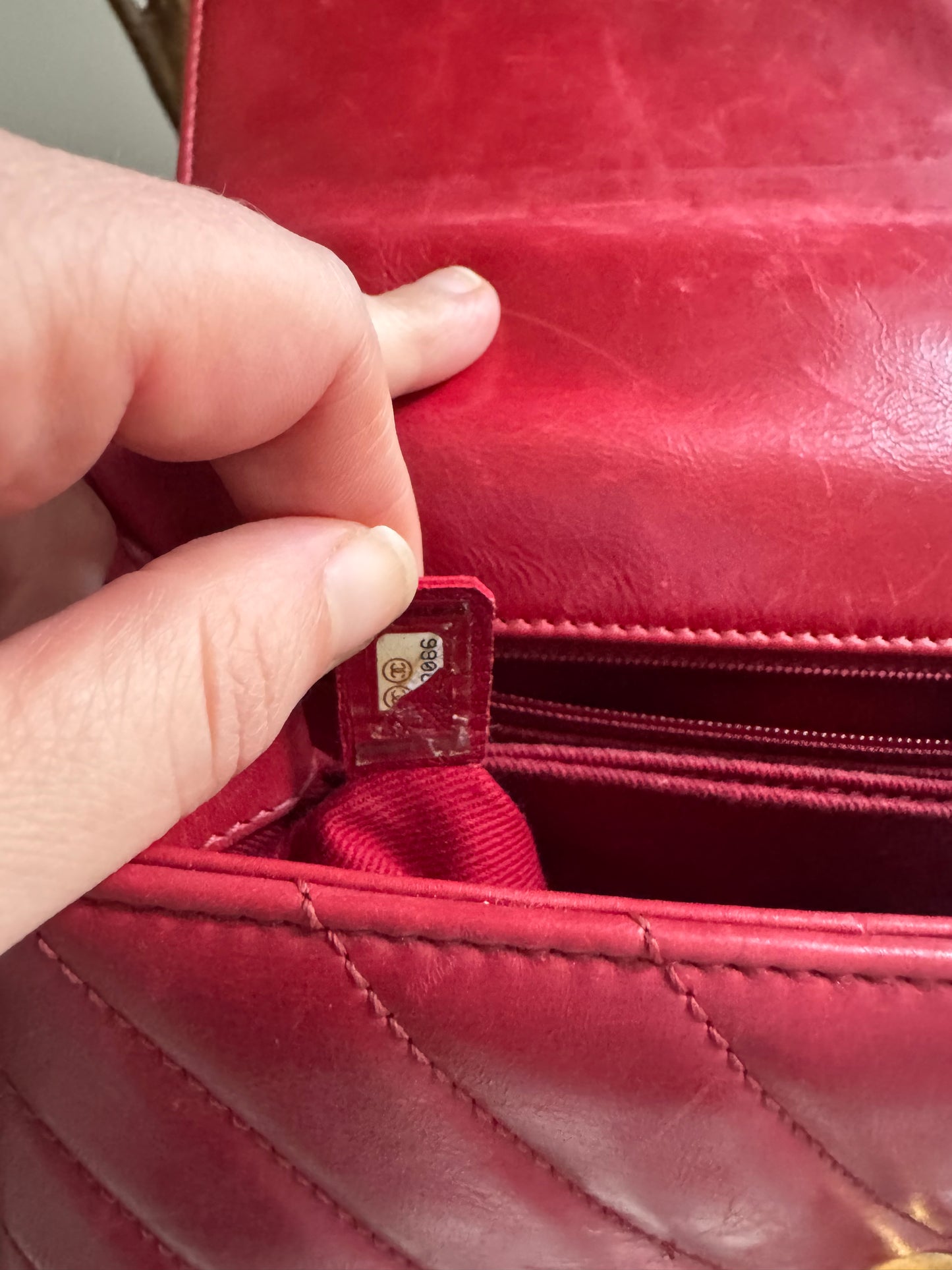 Chanel Chevron Crinkle Red Calfskin Small Coco Handle