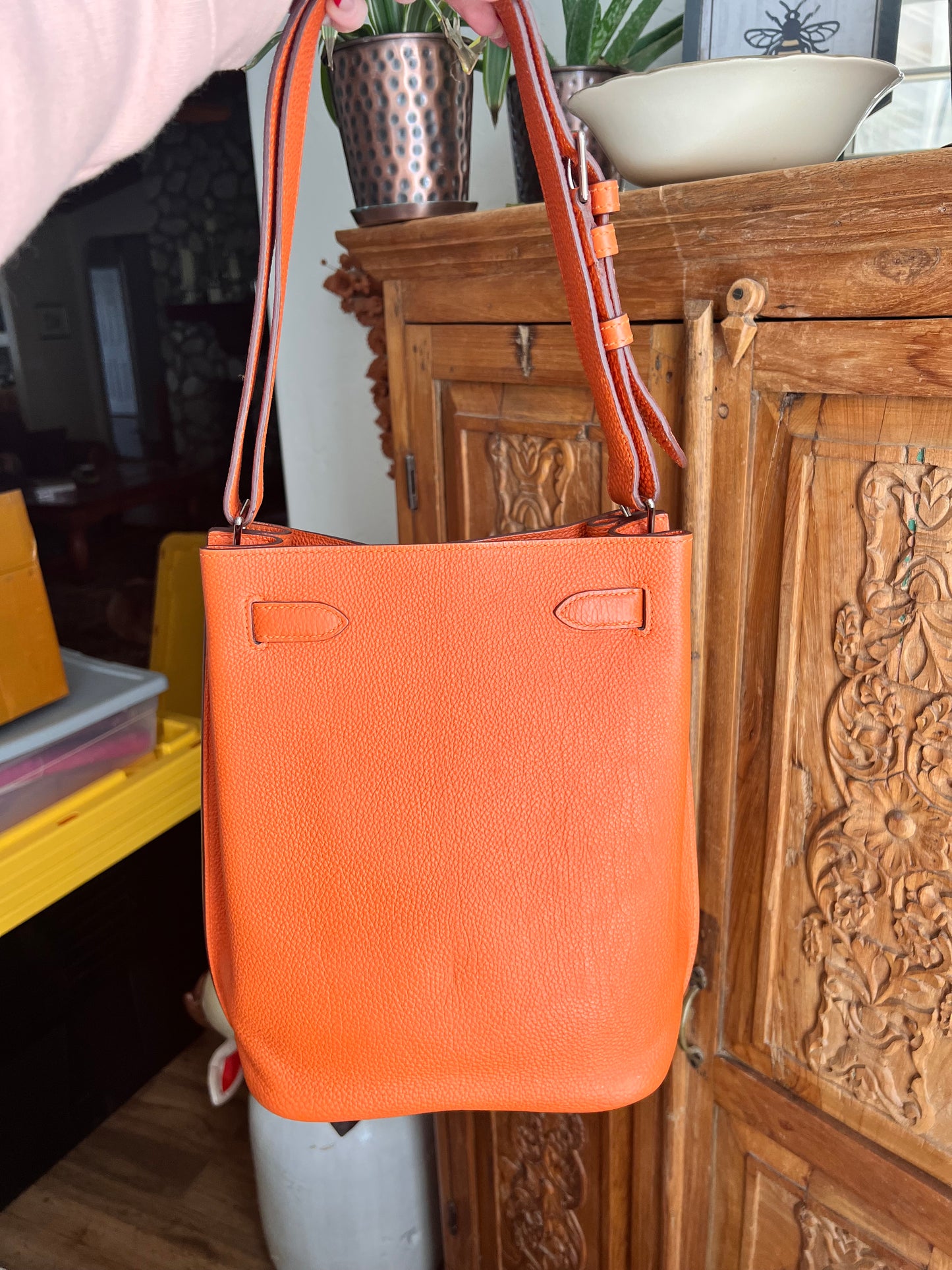 Hermes So Kelly Togo H orange PHW Shoulder bag