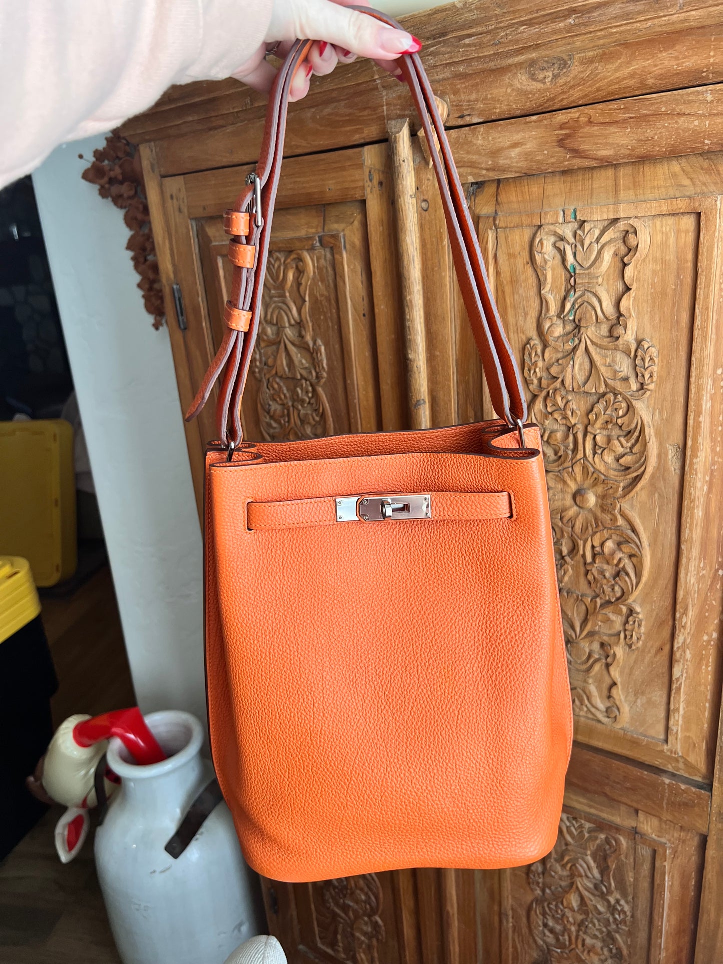 Hermes So Kelly Togo H orange PHW Shoulder bag