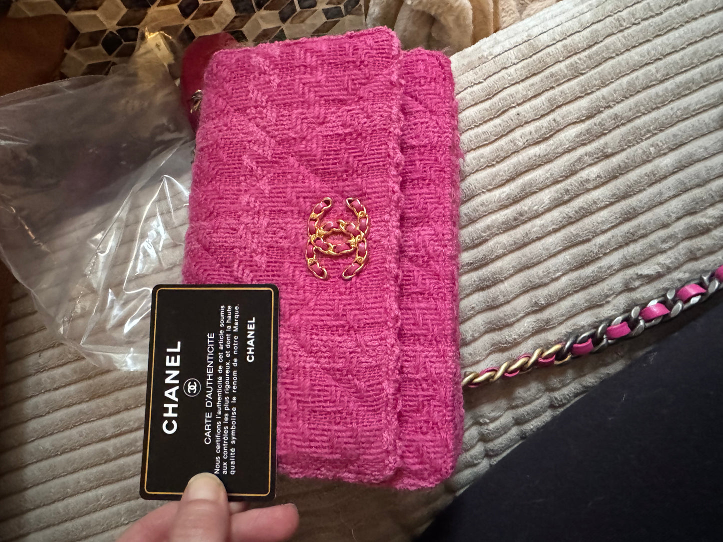 Chanel C19 Pink Tweed Wallet on Chain + Coin Purse