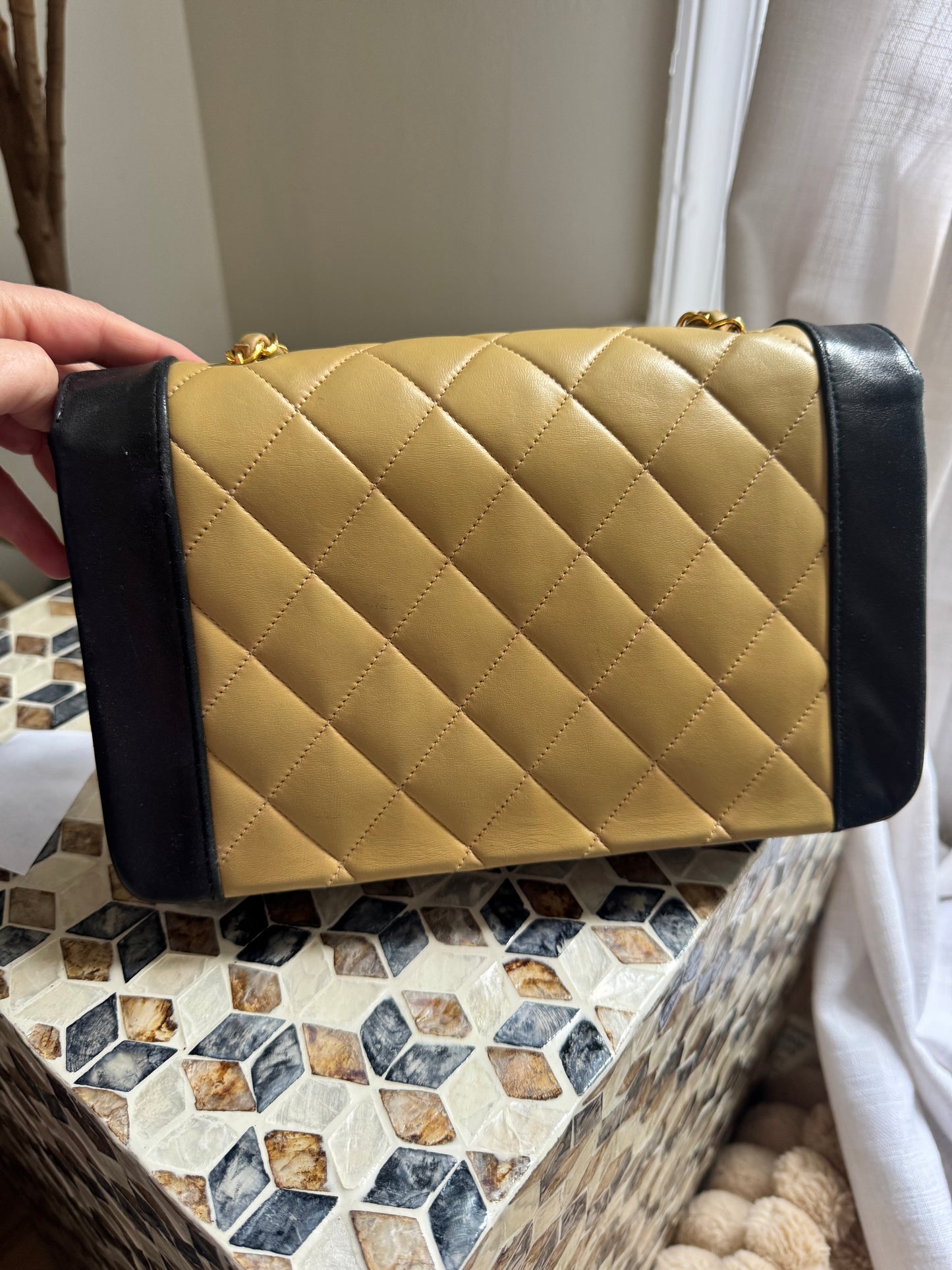 Chanel Lambskin Two Tone Medium Diana Flap Bag