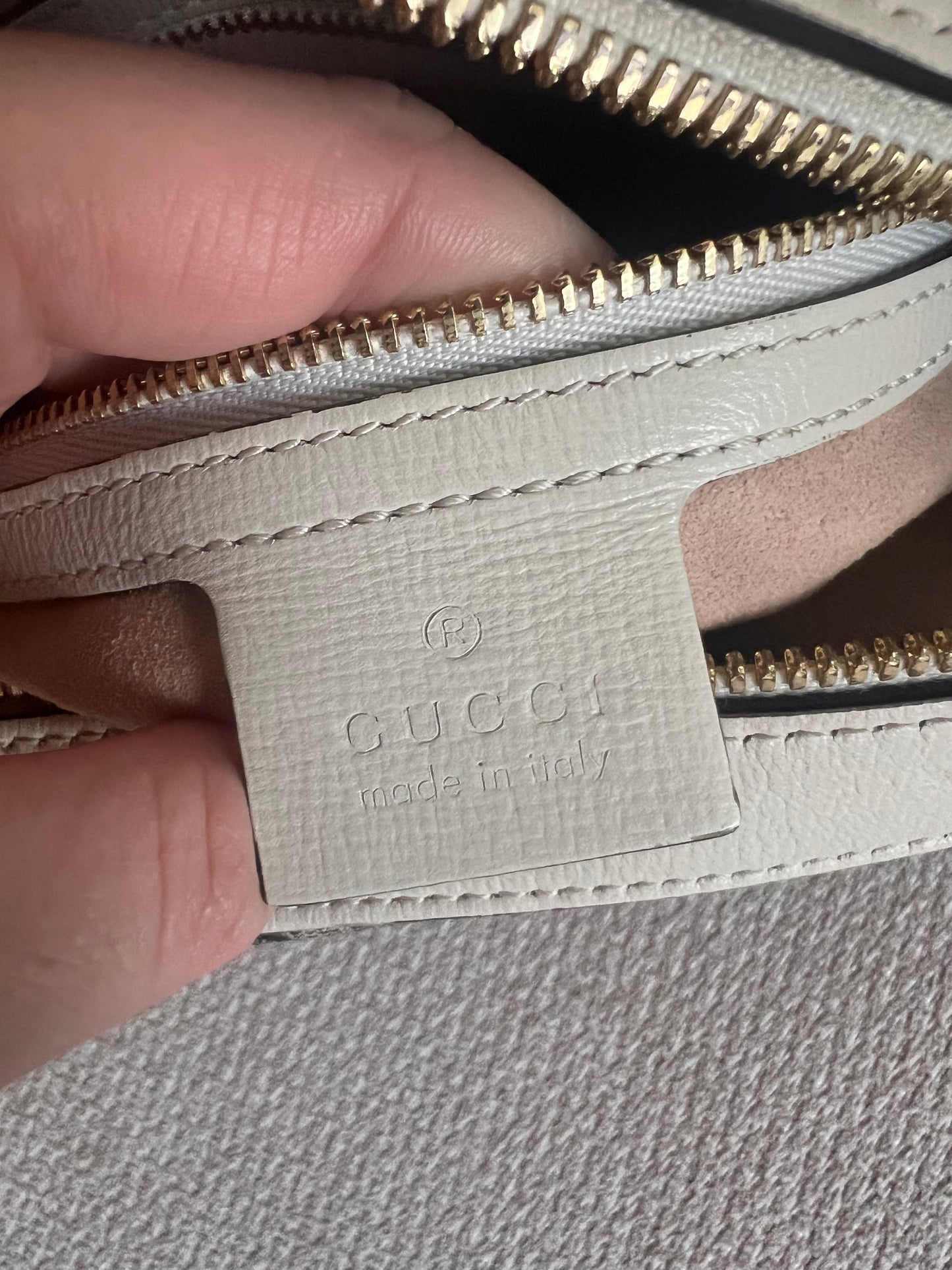 Gucci horsebit small white x GG coated canvas camera crossbody