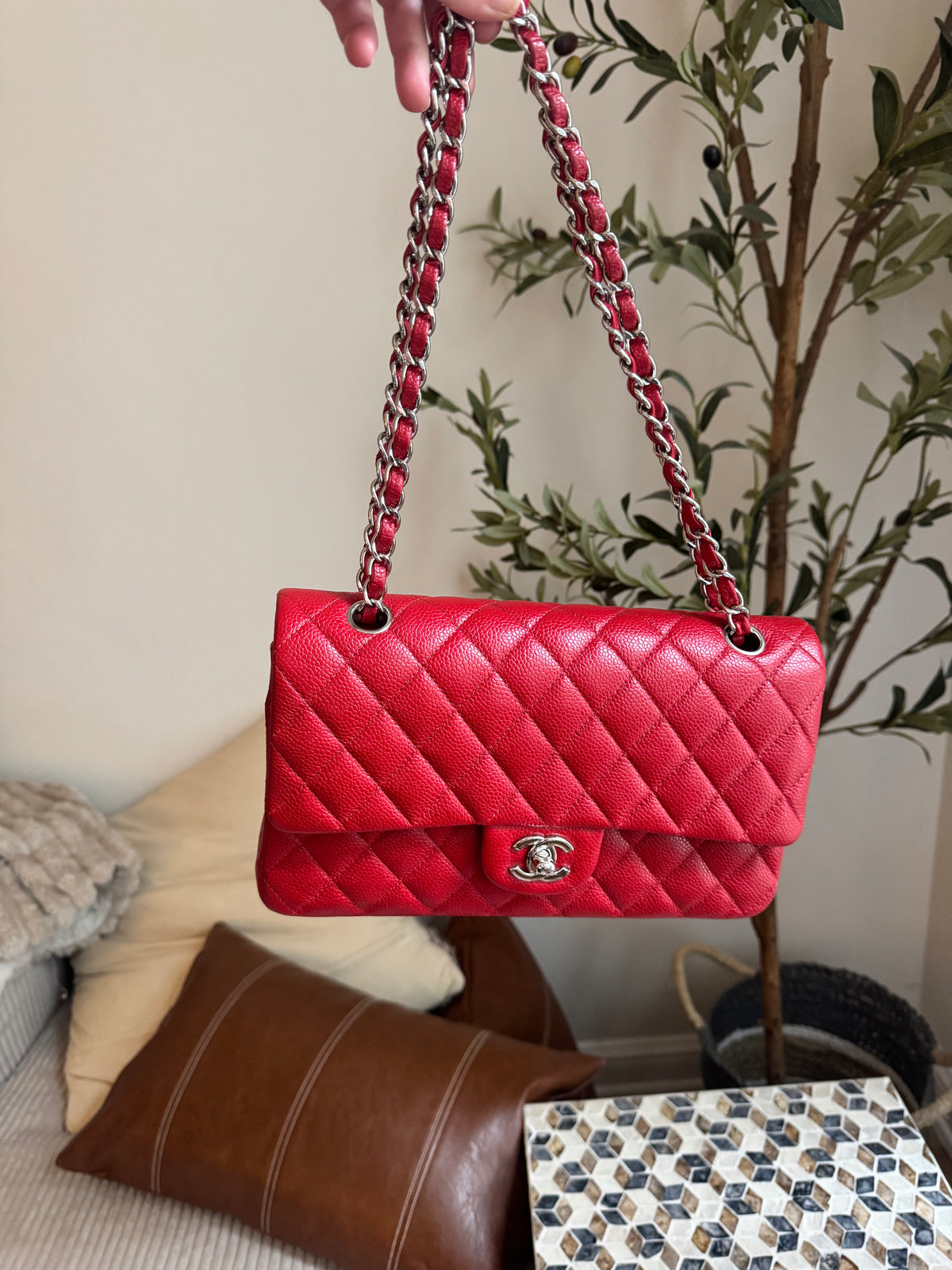 Chanel Red Caviar Medium Double Flap