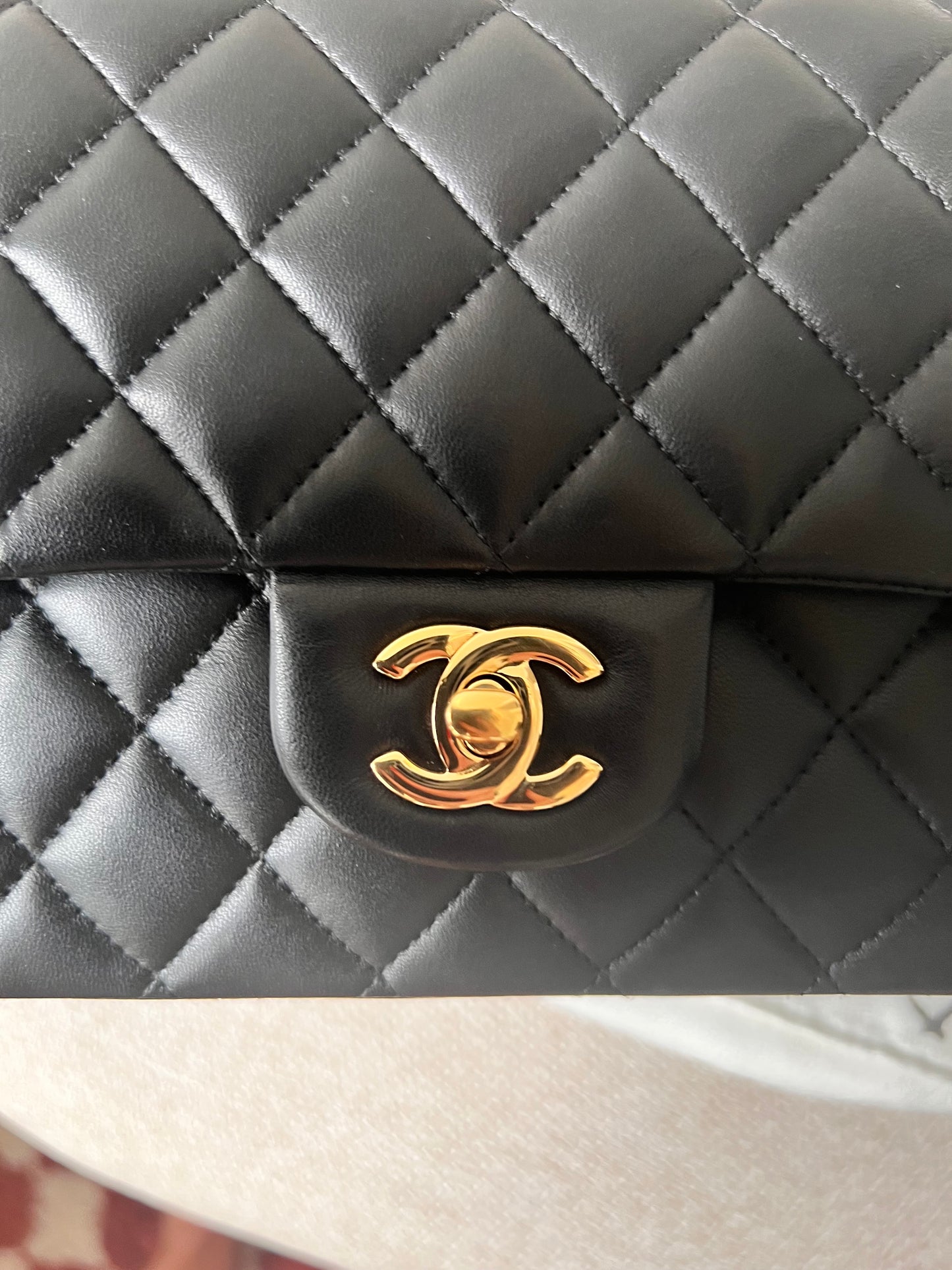 Chanel black lambskin medium classic flap GHW