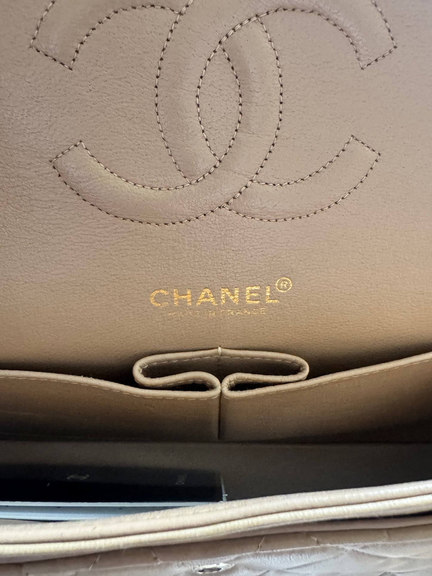 Chanel Beige Lambskin Medium Classic Flap