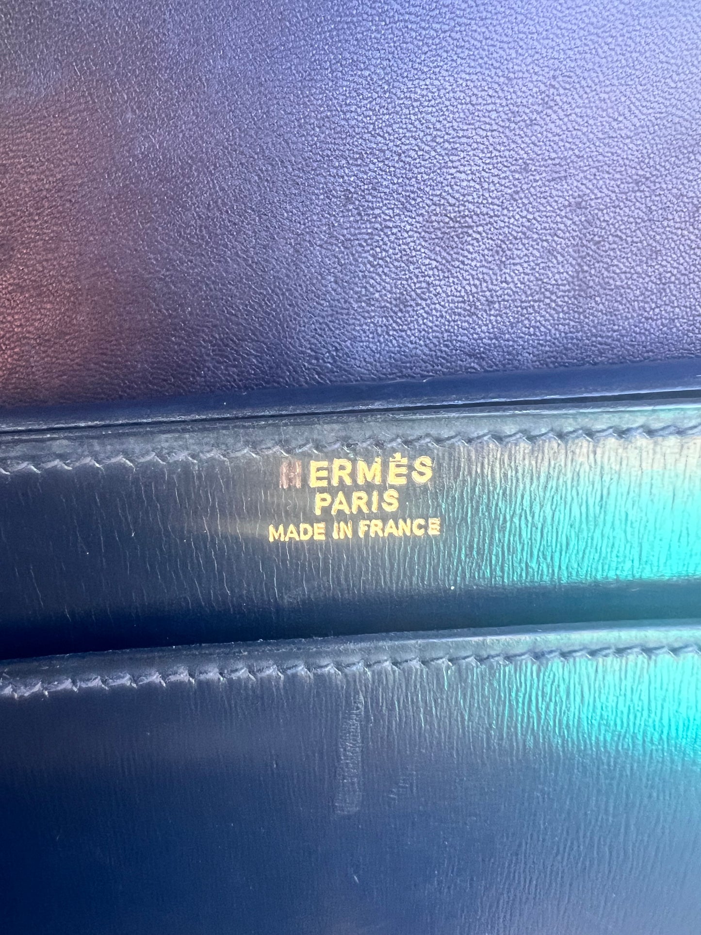 Hermes rare vintage navy box calf shoulder flap bag 1981