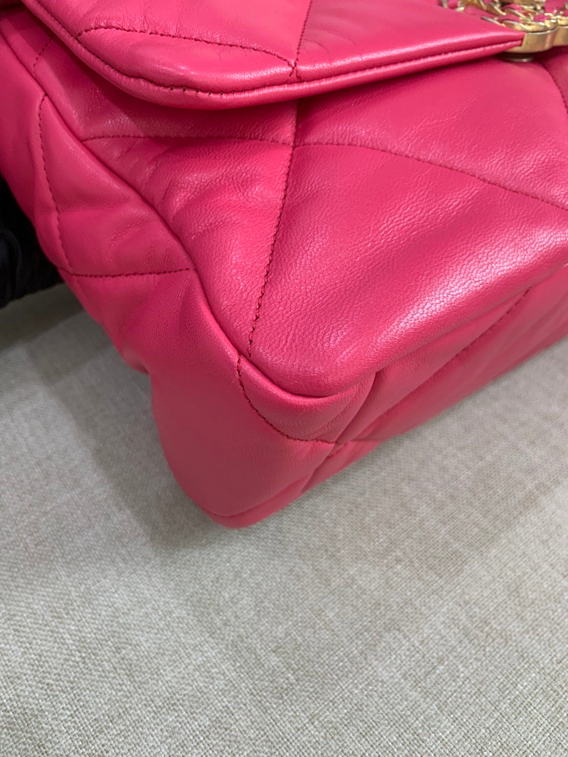 Chanel C19 large hot pink goatskin flap