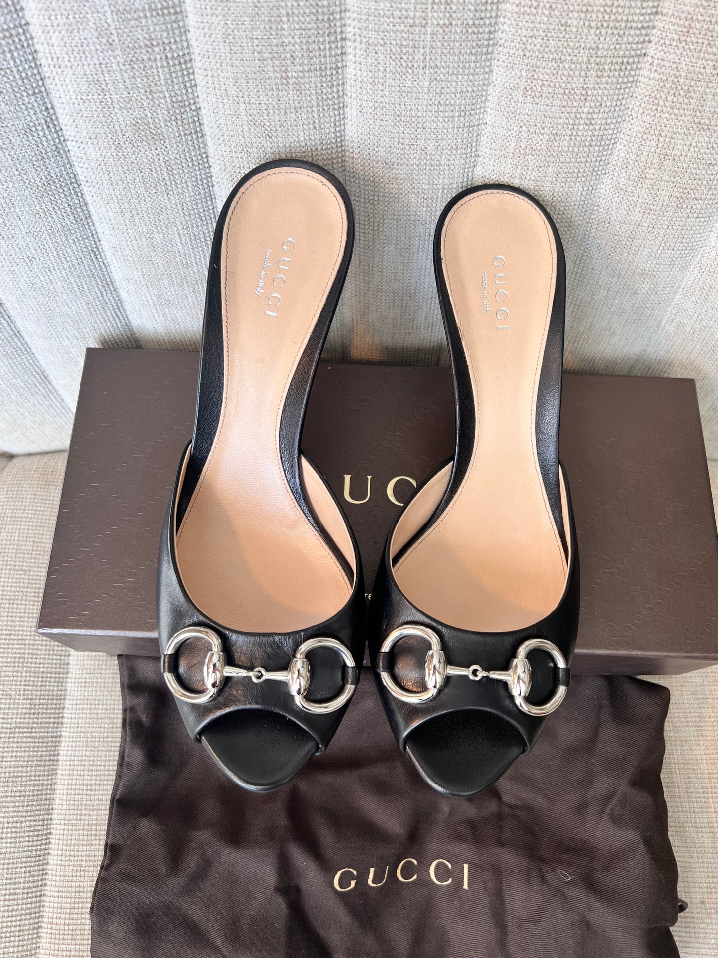 Gucci horsebit mule heels