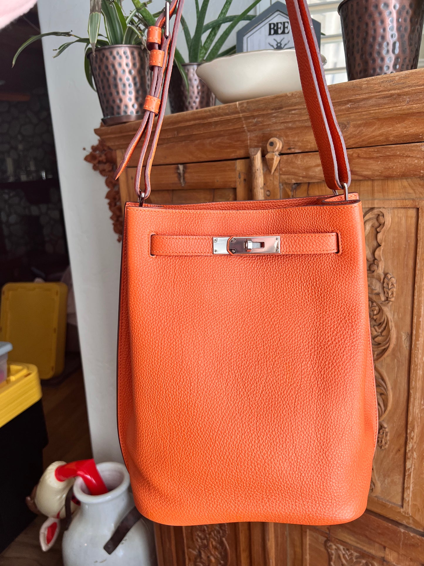 Hermes So Kelly Togo H orange PHW Shoulder bag