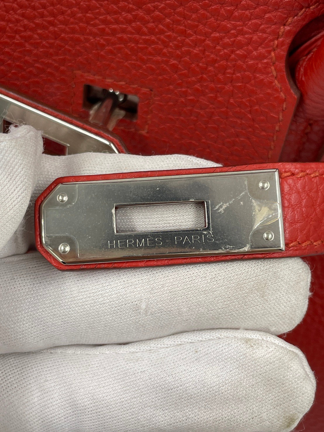 Hermes Birkin 30 rouge V Togo PHW stamp R